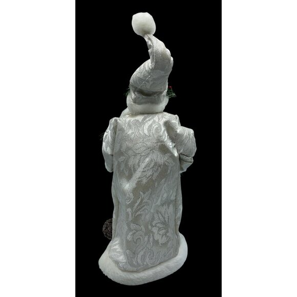 VTG White & Silver Robe Santa Claus Tree Topper Pine Cones Silver Bell  Garland - Picture 10 of 13